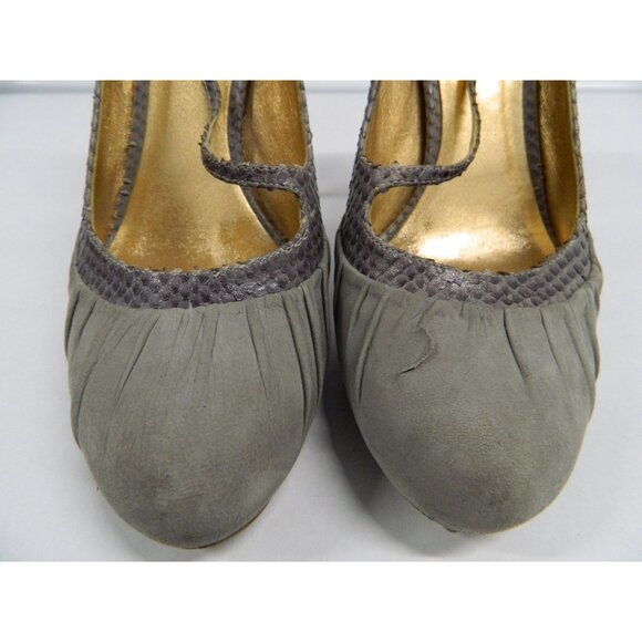 Christian Dior Gray Snakeskin & Suede Stiletto Heels Gold Heel & Snake Size 38 - Picture 8 of 16